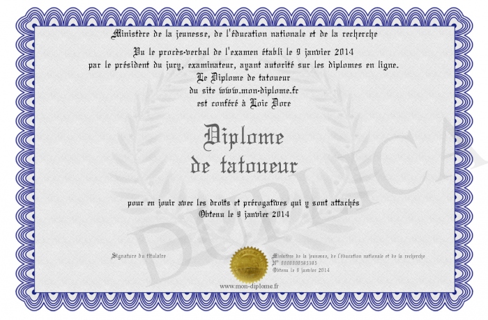 diplome tatoueur